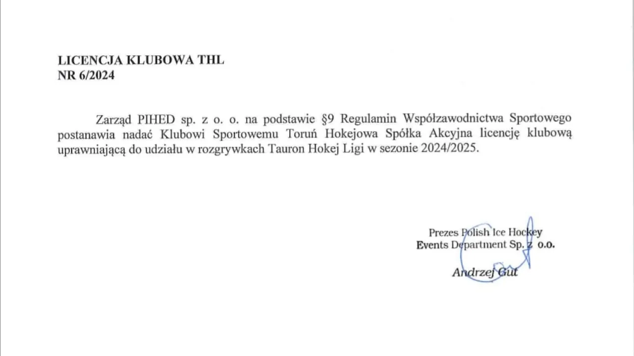 Mamy licencję na grę w Tauron Hokej Lidze